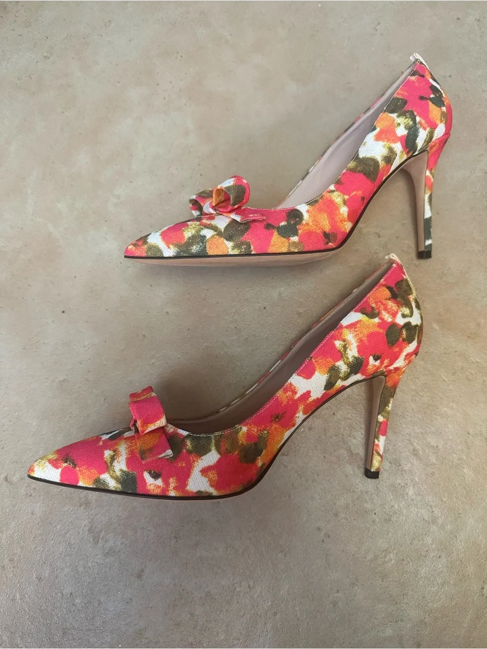 SJP by Sarah Jessica Parker Floral Pointed-Toe Bow Pumps - Pink Orange Multi